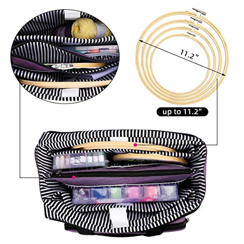 Embroidery Project Bag, Embroidery Kits Storage Bag,Multifunctional Bag for Crochet Hooks Embroidery Floss Organizer String Bracelet Kit Sewing Thread Accessories (Purple-Double layer) - color: Purple-Double layer