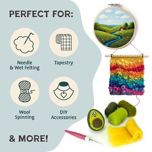 Woolbuddy Needle Felting Kit 40 Colors Wool Roving for Adults & Beginner - color: 40 Colors