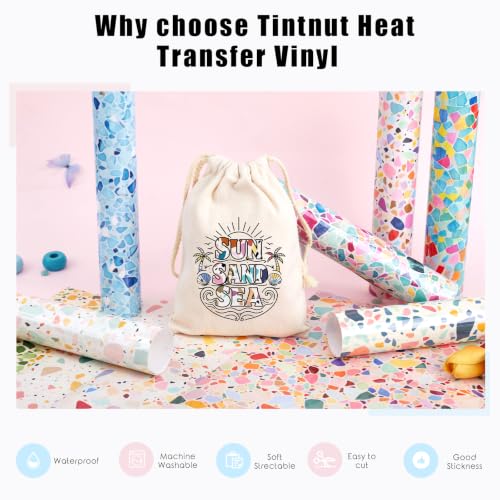 Tintnut Terrazzo Heat Transfer Vinyl,10 Sheets 12"x10" Iron on Vinyl - color: Terrazzo-10