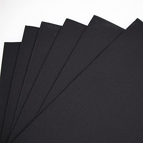 KCS 4/6 pc of 12" x 18" 30cmx45cm 16CT Counted Cotton Aida Cloth Cross Stitch Fabric (Black, 6 pc) - color: Black, size: 6 pc