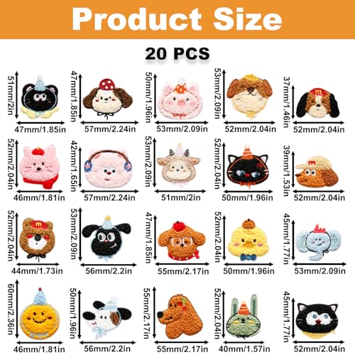 20PCS Animal Self Adhesive Patches, Towel Embroidery Appliques DIY Crafts - color: Animals