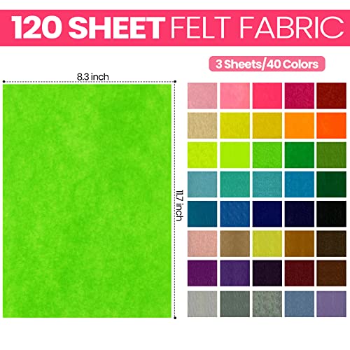 Reginary 120 Pcs 12 x 8 Inch Felt Sheets Bulk for Craft 40 Assorted Color - color: Classic, size: 12 x 8 Inch