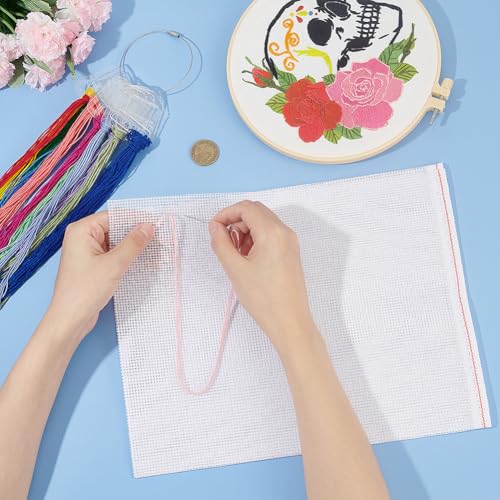 BENECREAT 10 Count Cross Stitch Cloth, 11.8x39 Inch White Essential Basic Aida Cloth for Embroidery Floss and Yarn Knitting, Embroidery Fabric - size: 10CT
