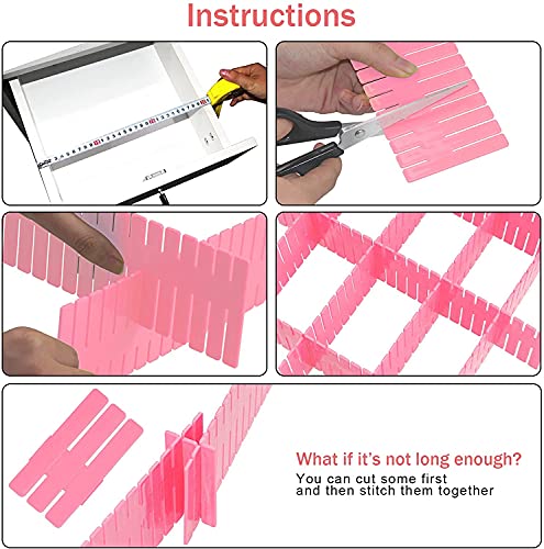 40Pcs Drawer Dividers, Adjustable Drawer Organizer for Socks, Underwear, Makeup, Can Help Tidy Kitchen, Bedroom, Dresser Pink - color: Pink, size: 40Pcs