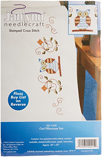 Janlynn 51303 Stamped Cross Stitch Pillowcase Pair 20"X30", Owl