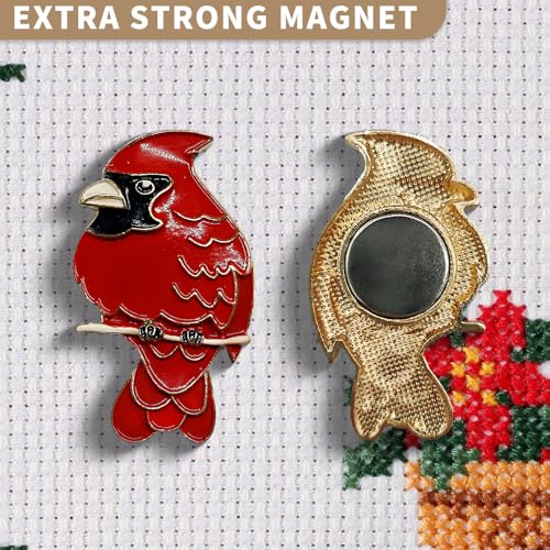 Needle Minder Magnet, Magnetic Needle Minder, Needle Minders Magnetic Cross Stitch Accessories, Magnetic Needle Holder (Bird) - size: Cardinal