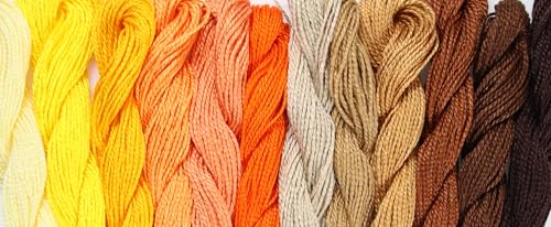 KCS 328 Yards(300 Meters) Mercerized Pearl Cotton Crochet Needlepoint Thread,Size 5, 12 skeins,Mixed Color 05 - color: 12color05, size: 12 skeins