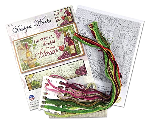 Grateful Wine Counted Cross Stitch Kit