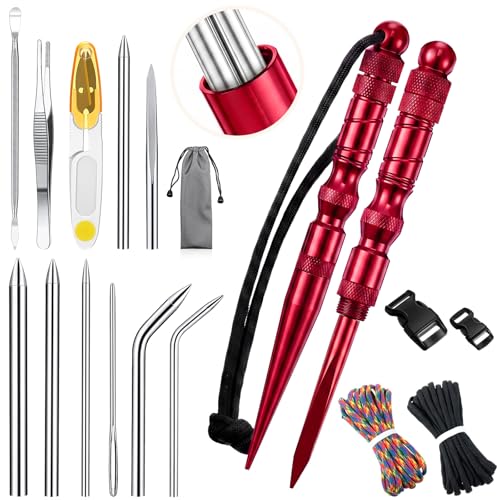 Shimeyao 12 Pcs 2026 Update Paracord FID Knotter Tools Set, Red - color: Red