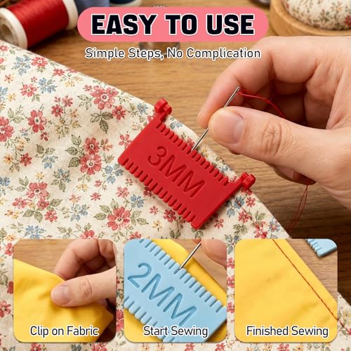 3PCS Sewing Ruler Clip-On Guide, Magnetic Needle Case Sewing Kit Set