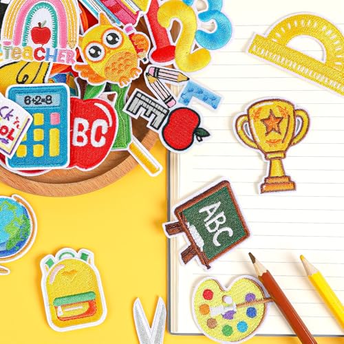AUGSUN 36Pcs Back to School Iron on Patches for Teacher Students - style: Back to School