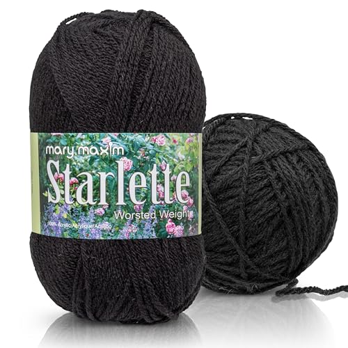 Mary Maxim Starlette Yarn, Acrylic Yarn, 3.5 OZ, 180 Yards, Black - color: Black