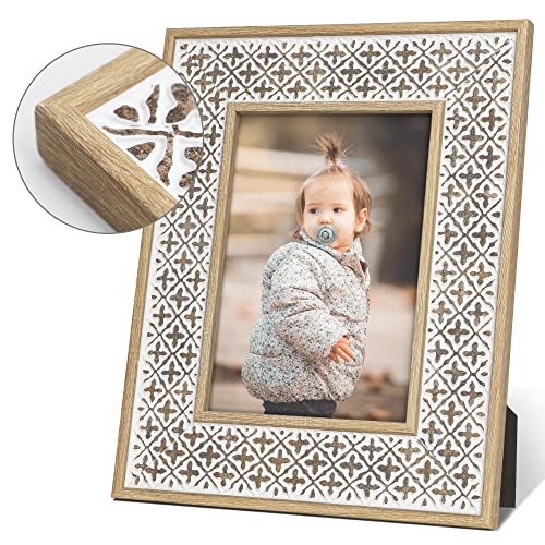 Boho 5x7 Picture Frame Moroccan Photo Frame Set of 2 - color: Boho Cross White, size: 5x7