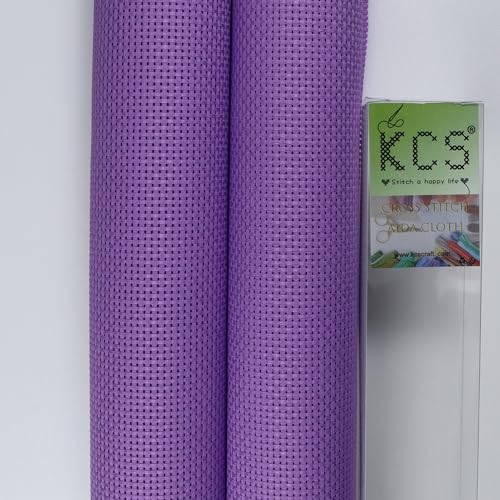 KCS 2 pc of 15" x 18"(38cmx45cm) Counted Cross Stitch Cotton Aida Cloth Needlework Fabric Box (Lavender, 11CT) - color: Lavender, size: 11CT