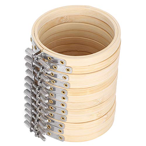 12Pcs 3.5Inch Bamboo Embroidery Hoops Wooden Round Adjustable Stitch Hoop Ring for Art Crafting Handy Sewing Cross Stitching