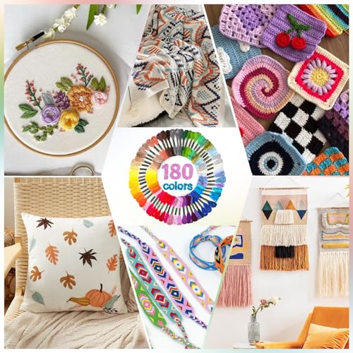 LOVIMAG Embroidery Thread 180pcs Friendship Bracelet String Floss Kit Yarn - style: 180p Colors