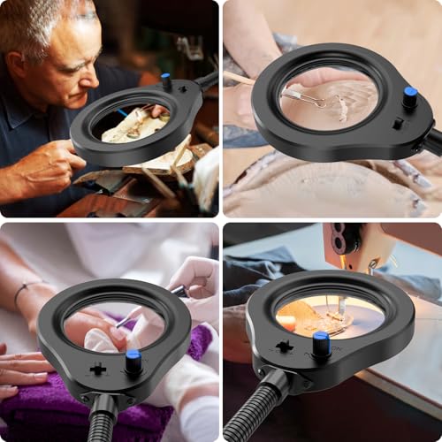 15X Magnifying Glass with Light and Stand, 5 Color Modes Stepless Dimmable LED Lighted Desk Lamp, 84 LED Magnifying Lamp Hands Free Flexible Gooseneck Magnifier for Repair Crafts Hobby Sewing - size: 15X MagnifyingA