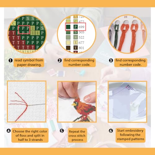FREEBLOSS Flamingo Cross Stitch Kit Stamped Cross Stitch Wall Hanging Kit for Adults with Instructions Birdhouse and Birds Pure Cotton Cloth Embroidery Kits for Beginnrs No Frame 16 * 20"