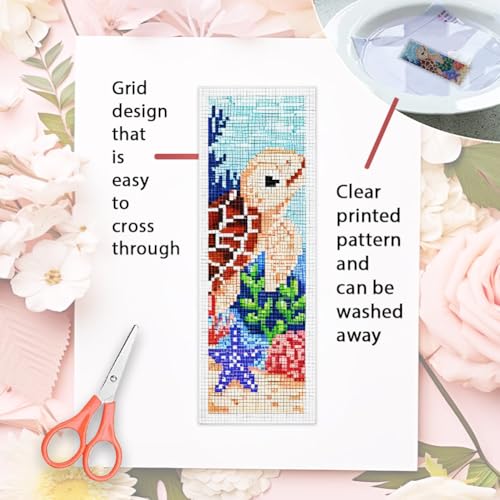 ORIGACH 6 Set Turtles Cross Stitch Bookmark Kit for Beginner - style: Turtles