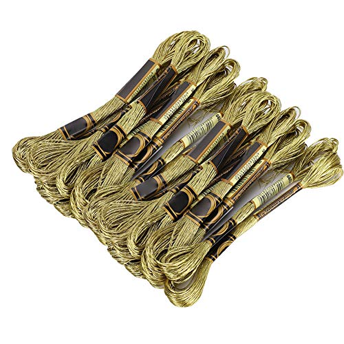 Cross-Stitch Thread, Light Gold Embroidery Glossy Floss for Sewing and Embroidery with 24Pcs