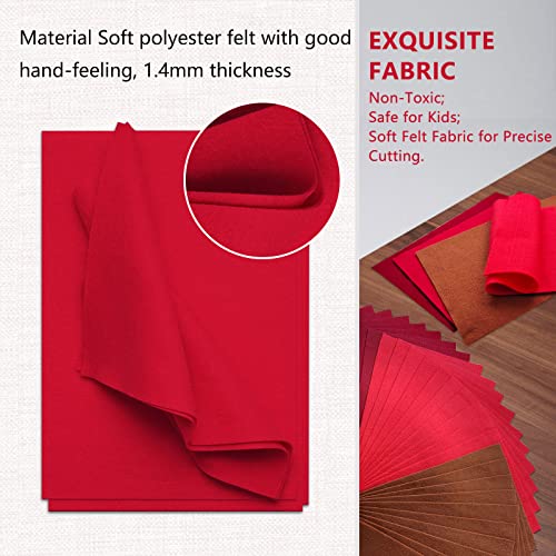 Jtnohx Soft Felt Sheets Felt Fabric for Crafts 4 Colors 40Pcs Red Series - color: Red Series