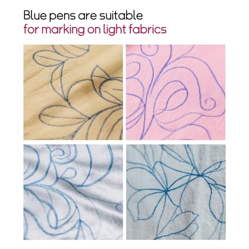 Disappearing Fabric pen for Sewing & Quilting | 4 Blue Pens + 50 Blue Refills | Heat Erasable Ink, Sewing Kit, Embroidery Supplies, Dressmaking Tools | High Volume Refill Pack