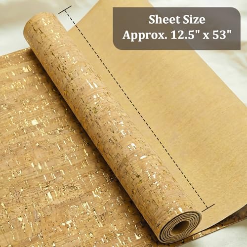 SorenCut Cork Fabric by The Yard for Sewing: Natural Cork and Gold Embellished Craft Fabric Sheet,Glitter Fabric Roll 12.5 * 52 Inch for Earrings and Other HandCrafts DIY Projects - color: Yellow 1944