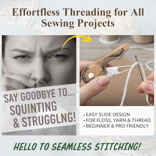 2 Pack Needle Threaders for Hand Sewing, 5.1" x 2.8" x 0.5"Yarn Threader