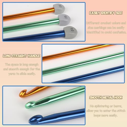 Coopay Tunisian Crochet Hook Set - Extra Long Crochet Hooks 9mm 10mm 11mm - color: Large Tunisian Crochet Hook Set