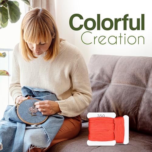 Embroidery Floss Kit and Refills - Cotton Threads - DMC Color Coding for Cross Stitch, String Crafts, Friendship Bracelets - color: 350 Crimson