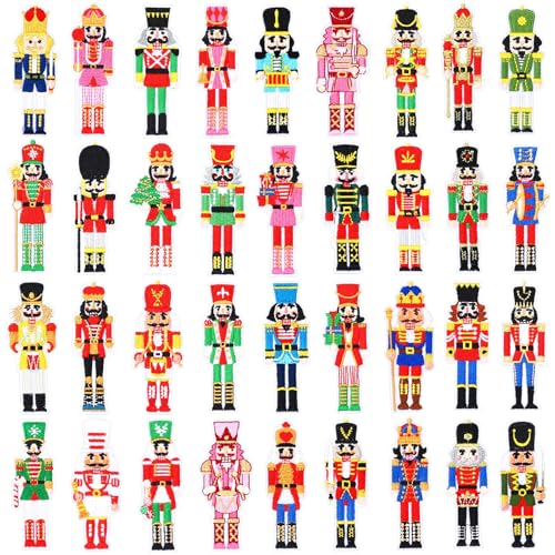AUGSUN 36pcs Christmas Nutcracker Iron on Patches Xmas Applique - style: Christmas Nutcracker