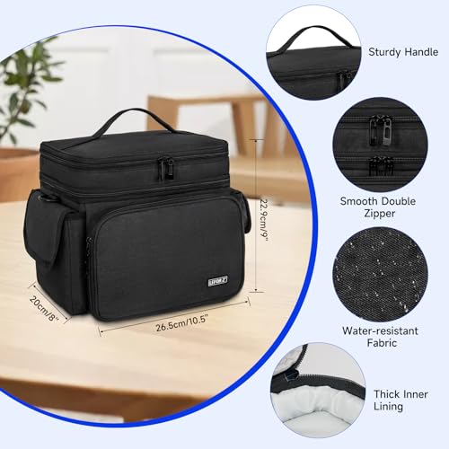 LEFOR·Z Small Sewing Supplies Organizer Bag(10.5 x 8 x 9inch),Sewing Box - color: Black