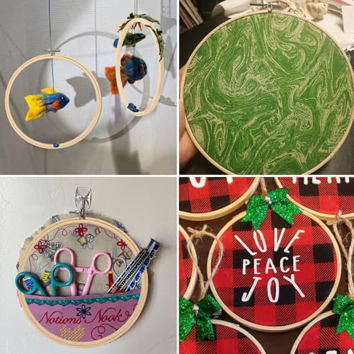 Geytetqi 16 PCS 10 inch Bamboo Embroidery Hoop, Premium Bamboo Cross Stitch Ring Hoops, Versatile, Eco-Friendly, and Durable for Art, Craft, and Needlework