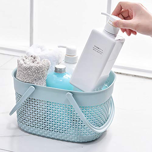 rejomiik Portable Plastic Shower Caddy Basket with Handles, Blue - color: Blue, size: 1 pack