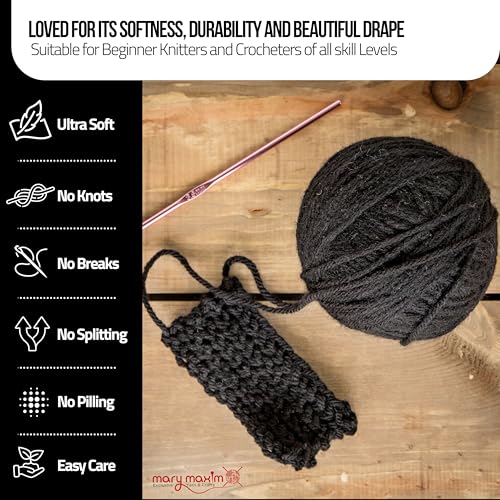 Mary Maxim Starlette Yarn, Dark Grey Acrylic Yarn, 3.5 OZ, 180 Yards - color: Dark Grey