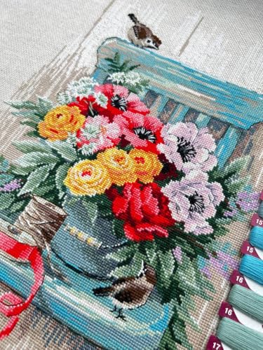 RIOLIS 2299 Garden Flowers Counted Cross Stitch Kit 11.75 x 15.75 in - style: Garden Flowers 2299