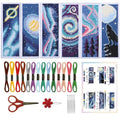 ORIGACH 6 Set Cross Stitch Bookmark Kit for Beginner Starry Sky Pattern DIY Stamped Embroidery Bookmark Kit with 20 Colors Embroidery Floss Instructions 8''x2.4'' - style: Starry Sky