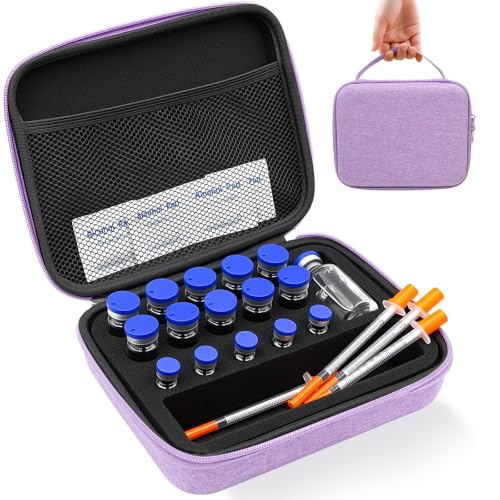 Peptide Case for Fridge, Insulin Vial Case for Diabetics - color: Purple-15×(1-10ml)+1*30ml