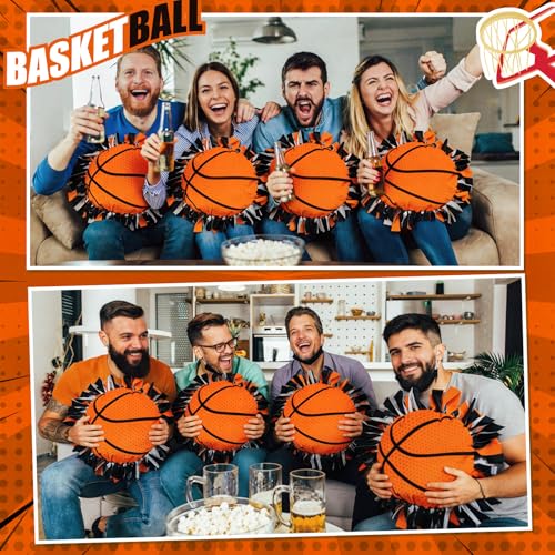 Weysat 6 Sets Basketball Tied Pillow Craft Kit DIY Orange Basketball Shaped Pillow Craft Gifts with PP Cotton for Sports Theme Party Room Decor VBS School Favors Classroom Giveaways - style: Basketball