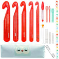 Hobekoee 43 Pcs Large Crochet Hooks Set,12mm 15mm 18mm 20mm 25mm Large Crochet Hooks for Chunky Yarn,Plastic Crystal Smooth Big Crochet Needles for Handmade DIY Crochet with Storage Bag - color: Red