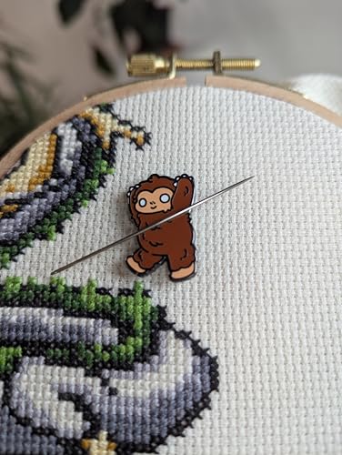 Bigfoot Magnetic Needle Minder, Enamel Pin Design for Cross Stitch, Embroidery, Needlework Organization
