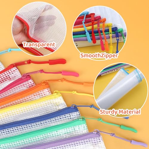 YOPCDJ 20pcs Mesh Zipper Pouch Bags, Puzzle Bags, A3 17x12 Inches Large Reusable Pouches for Organizing Classroom and Storage, Extra Large Zipper Pouch, Board Game Storage - color: Multicolor, size: A3