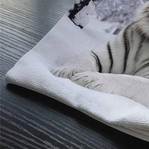 Smooffly Tiger Farmhouse Oblong Rectangle Throw Pillow Case White Siberian Tiger Cotton Linen Cushion Cover Sofa Armchair Bedroom Livingroom 12x20 Inch - color: Md005