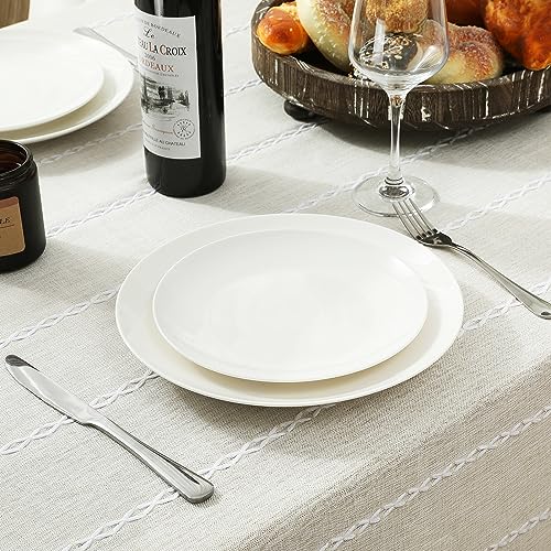 Chassic 54 x 72 inches Farmhouse Style Linen tablecloths, Wrinkle Resistant Washable Dining Room Table Cloths for Small Rectangle Tables - Beige - color: Beige, size: 72" x 54" (Rectangular)