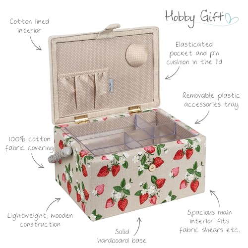 Hobby Gift Medium Sewing Box Organiser - color: Strawberries