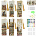 KYOQFVN 6 Pcs Book Cross Stitch Bookmark - 14CT Bookmark Cross Stitch Kit with Instructions, Needlepoint Bookmark Kit for Adult Beginners 6×20cm - color: SQSZX-002