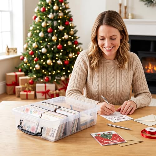 Citylife 2PC Clear Craft Organizers and Storage with 3 Removable Dividers - size: 6.4 Qt-2 Pack-D