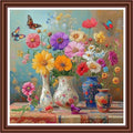 Dimensean Counted Cross Stitch Kit for Beginners, 11CT Unprinted Cross-Stitch Kit Easy Patterns Needlepoint Kit Cross Stitching Embroidery Kit Supplies-Colorful Flower vase 18x18 inch - color: ColornNEW21