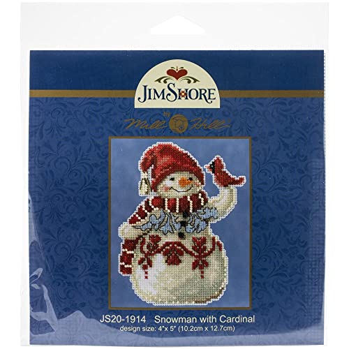 Snowman with Cardinal Counted Cross Stitch Ornament Kit Mill Hill 2019 Jim Shore JS201914