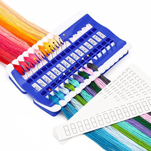 Luxiv 30 Position Embroidery Floss Organizer, Thread Shelf with 15P Card - color: Blue, size: 30 Positions